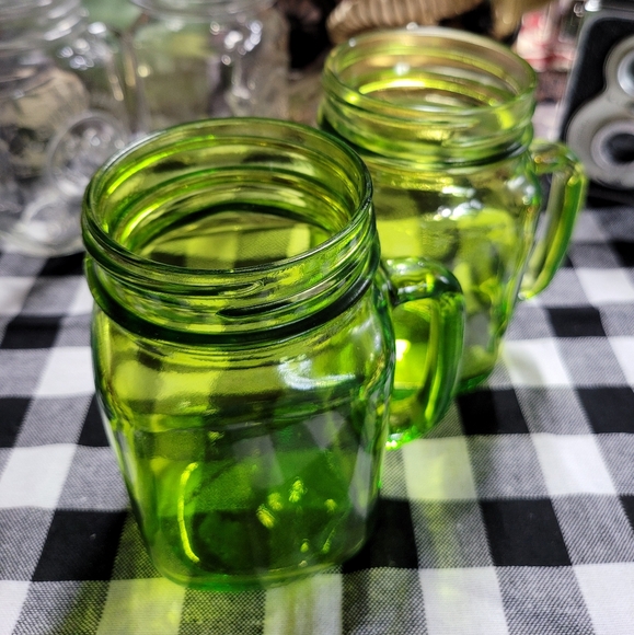 2 Mason Jars w/ Handle Green - Picture 4 of 6